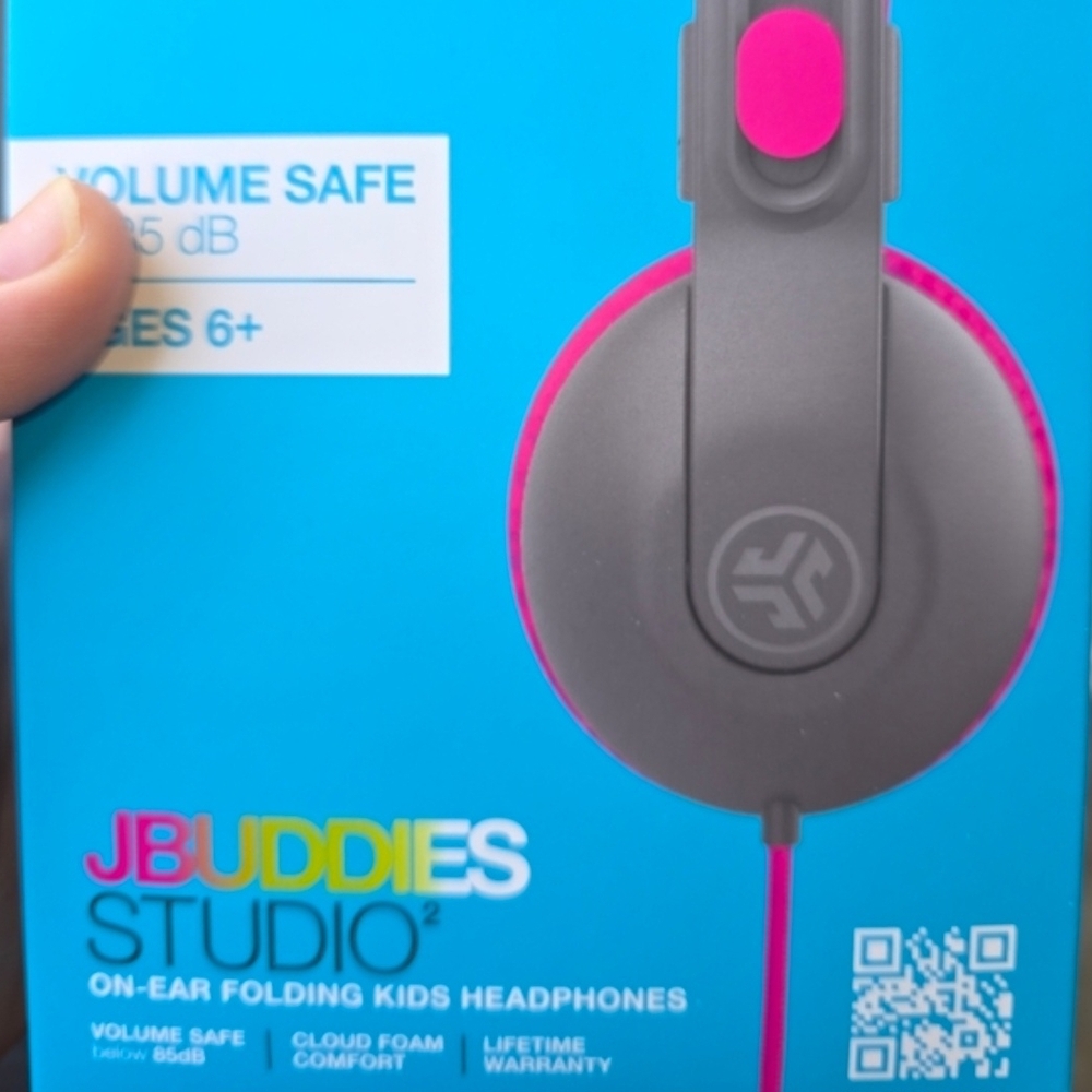 JLab JBuddies Studio Kids On-Ear Headphones - Gray and Pink